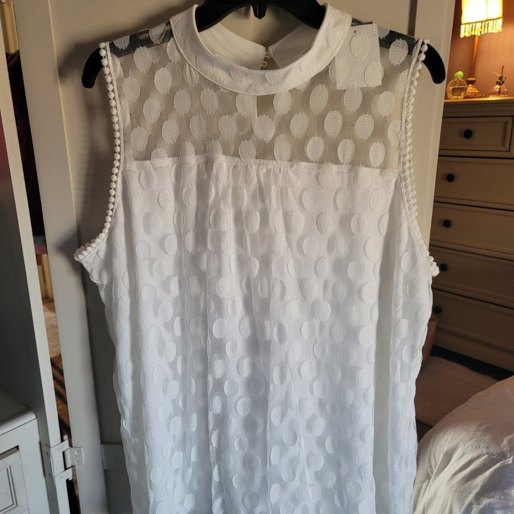 Eve & Maddie, 1X, White Lace Overlay, Top